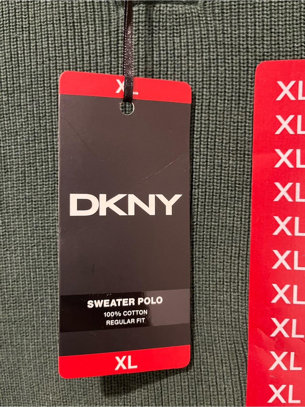 DKNY Men's Green Polo Knit Shirt XL Regular Fit - Picture 6 of 9